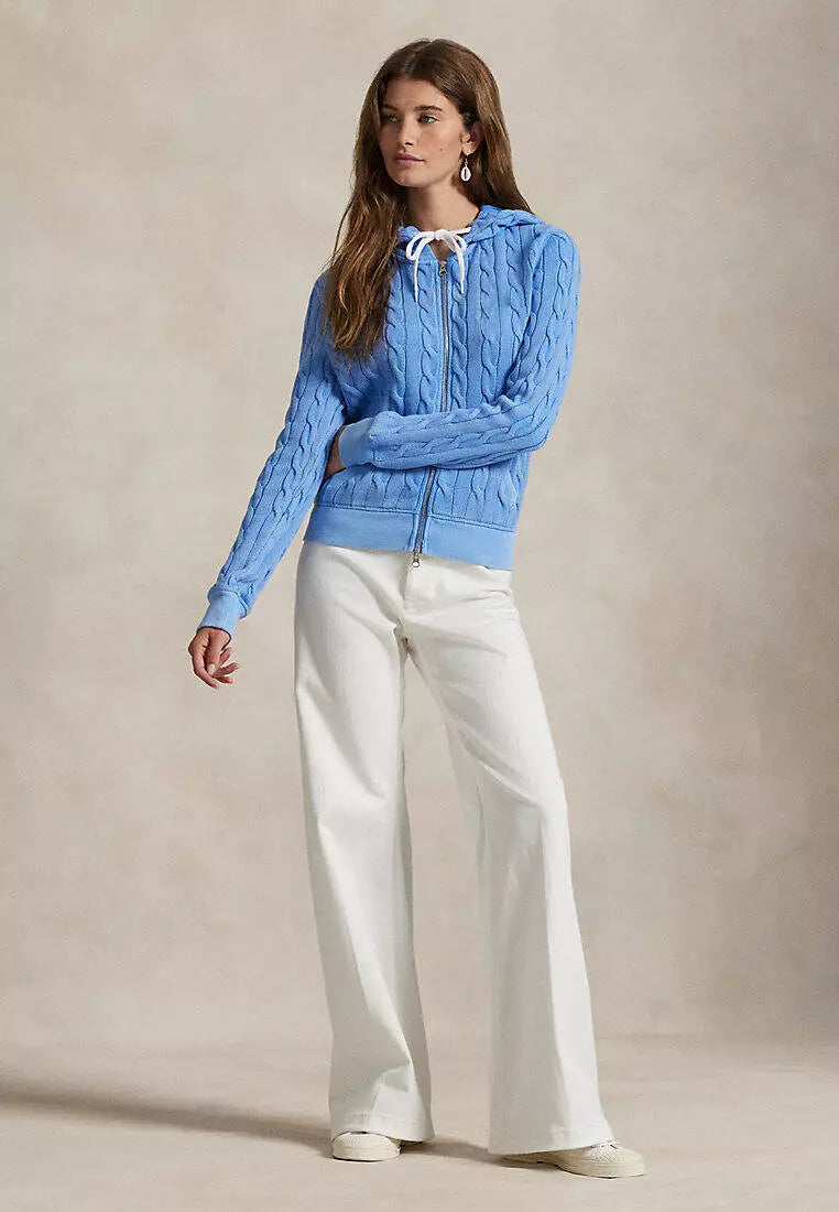 Cable-Knit Cotton Full-Zip Hoodie